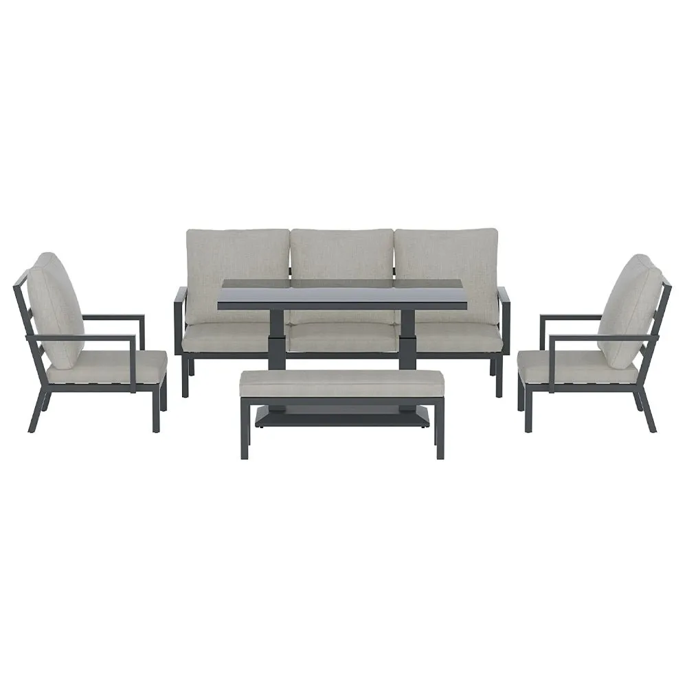 Torquay Outdoor Aluminium 7 Seater Lounge Set - Grey