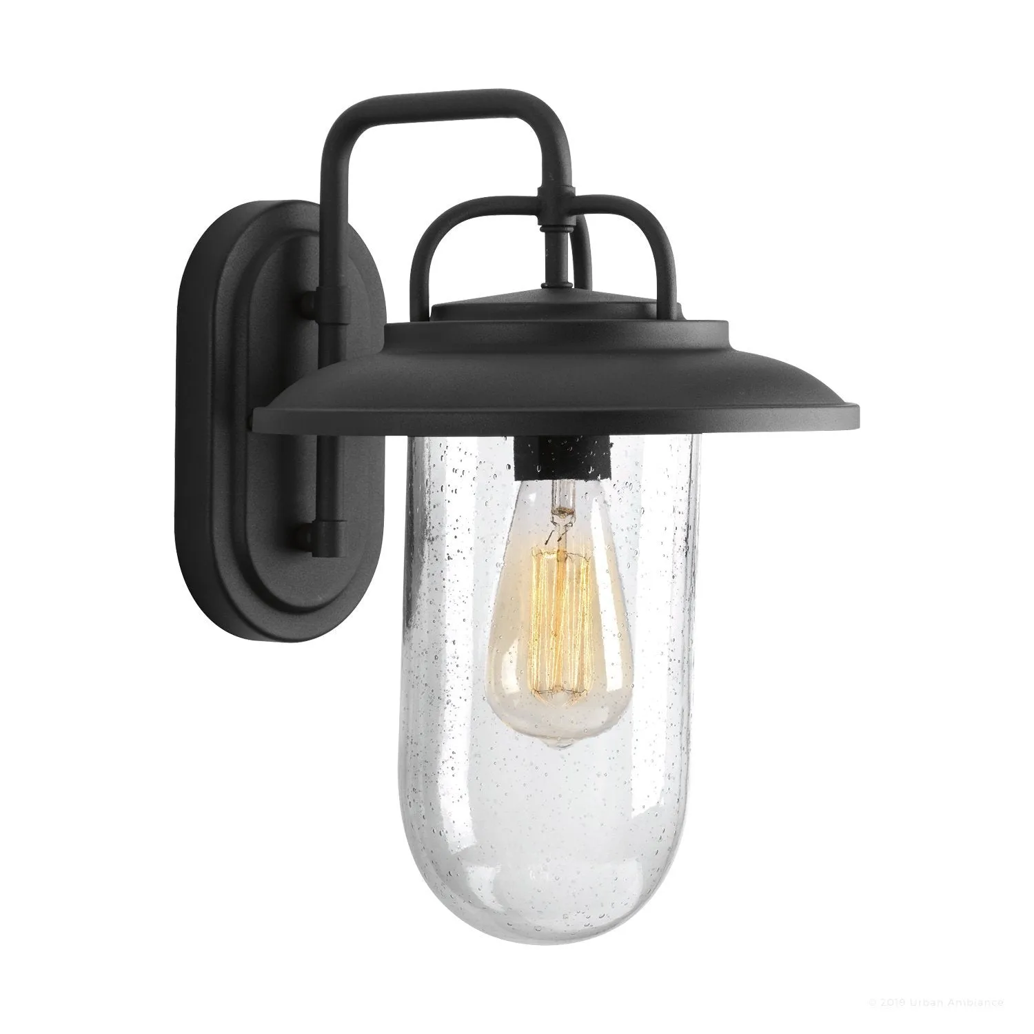 UHP1142 Modern Farmhouse Farmhouse Outdoor Wall Light, 14-3/8" x 10", Black Finish, Murcia Collection