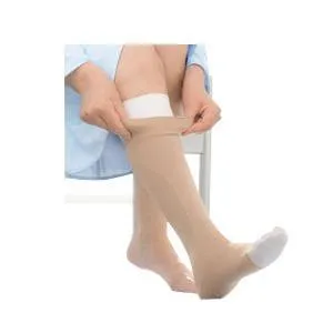 UlcerCare Knee-High Compression Stockings with Liner, Large, Beige