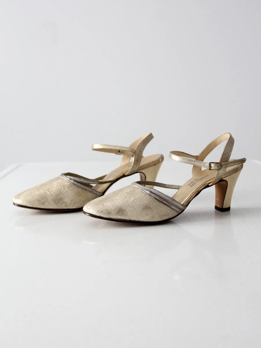 vintage 50s Jacques Levine gold heels, size 7.5