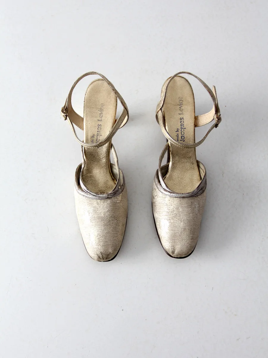 vintage 50s Jacques Levine gold heels, size 7.5