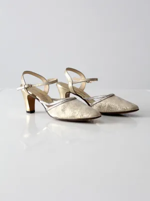 vintage 50s Jacques Levine gold heels, size 7.5