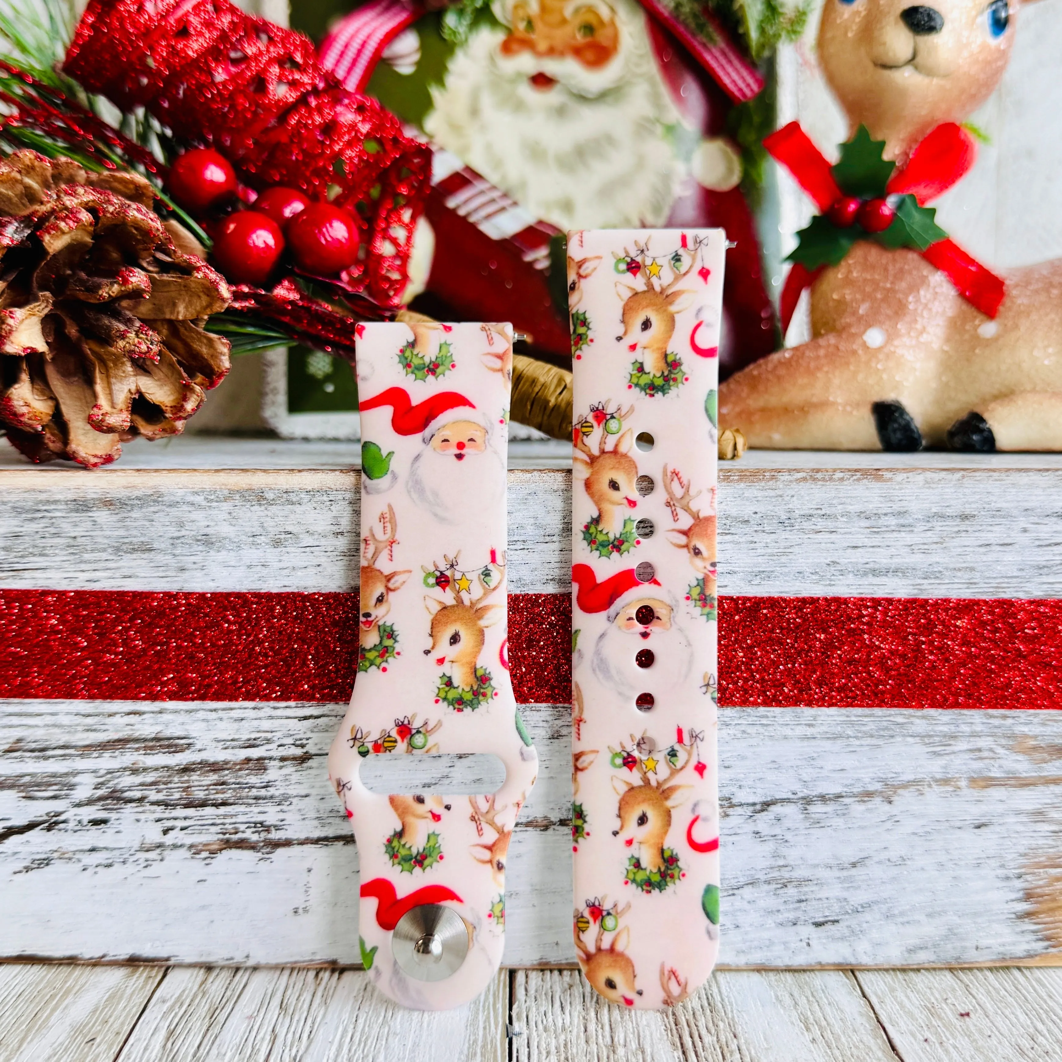 Vintage Christmas Print Silicone Band For Fitbit Versa 1/2