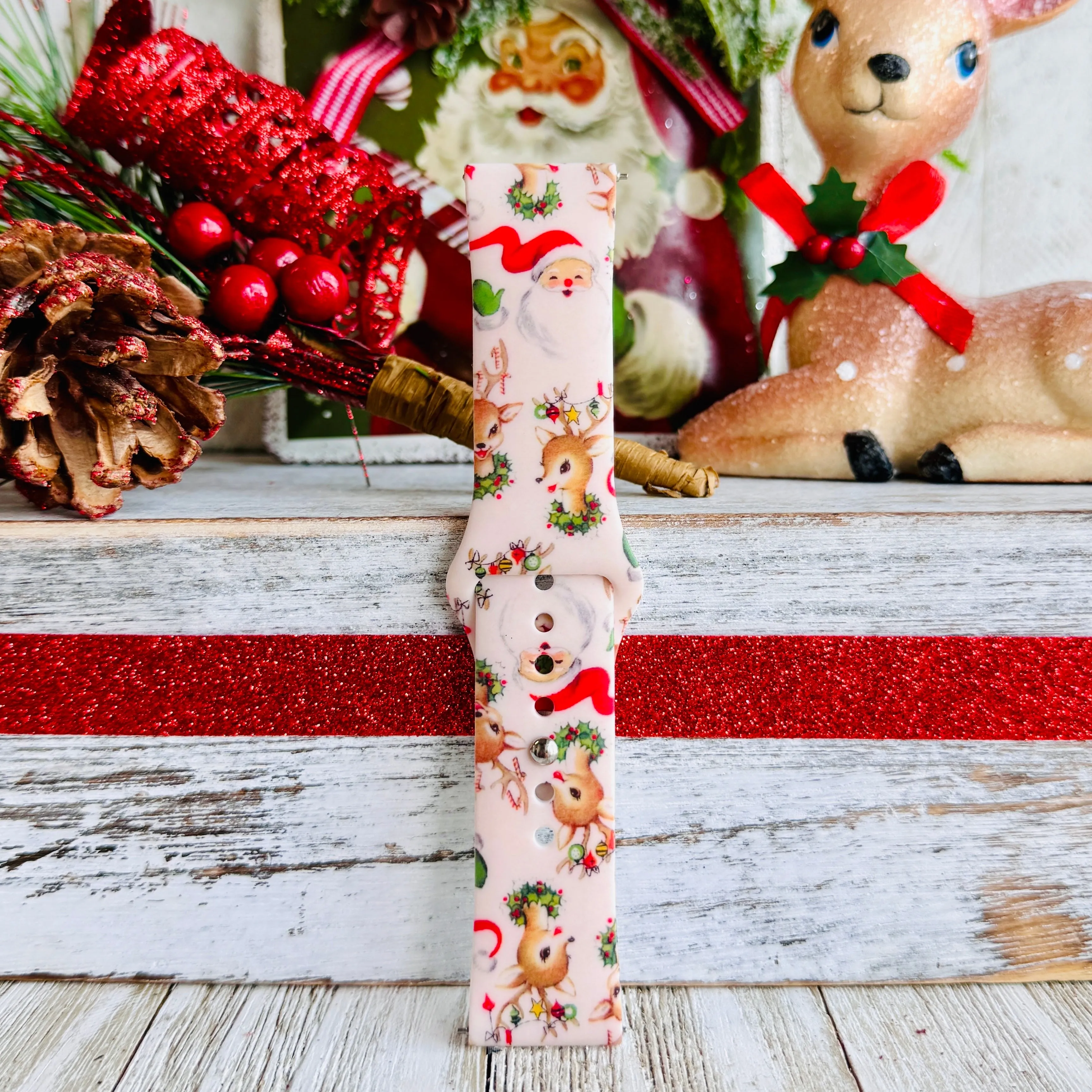 Vintage Christmas Print Silicone Band For Fitbit Versa 1/2