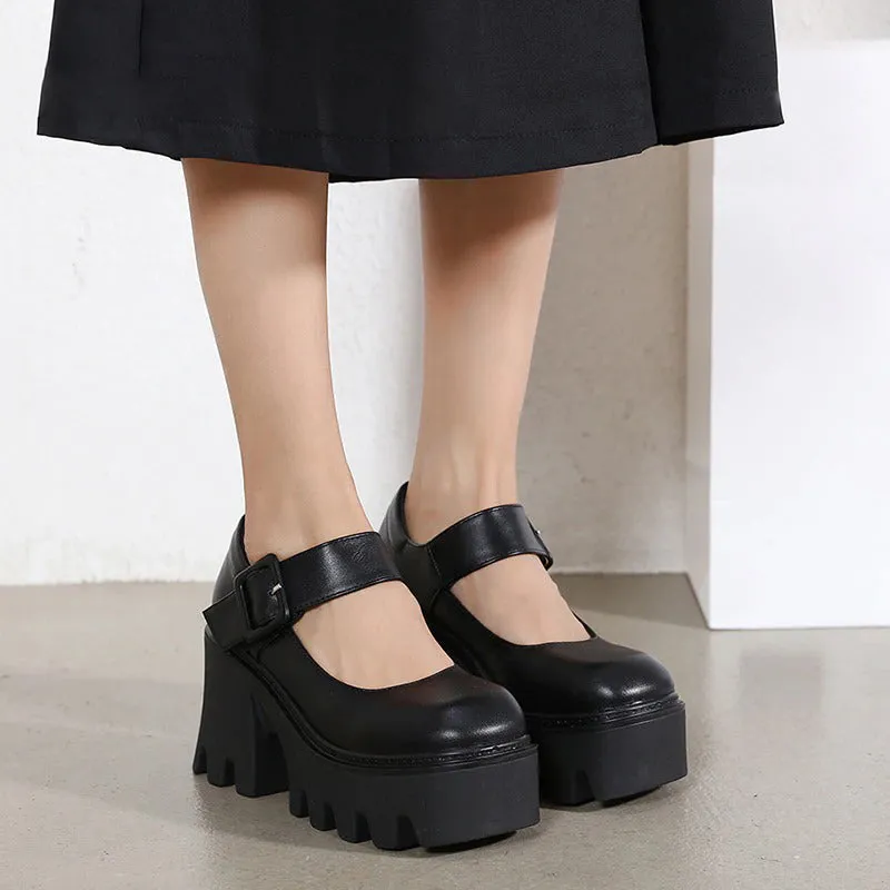 Vintage Vibes School Girl Chunky Heels Fashion Shoes