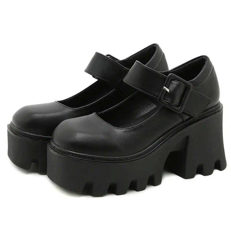 Vintage Vibes School Girl Chunky Heels Fashion Shoes