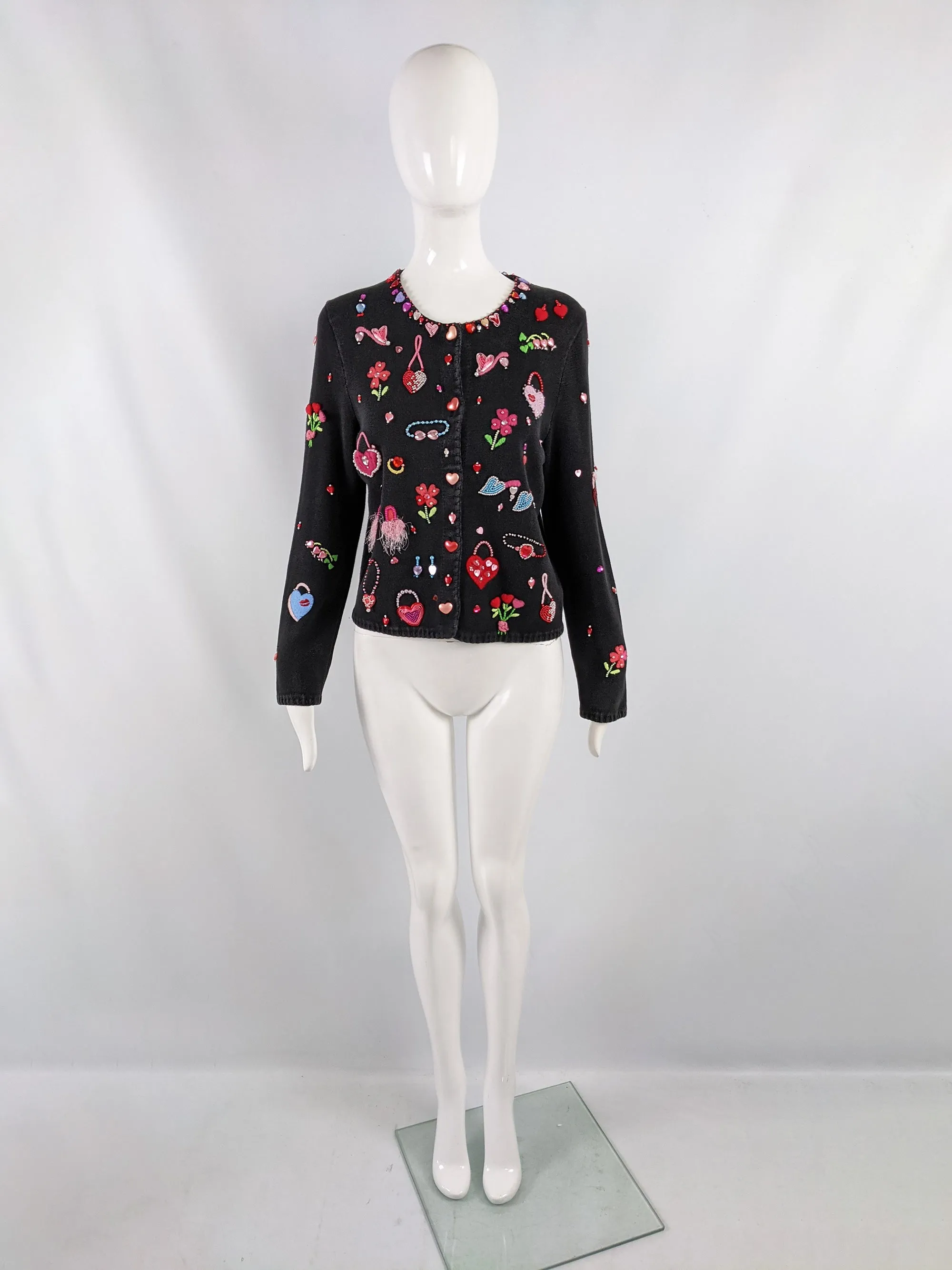 Vintage y2k Beaded & Embroidered Cardigan, 2000