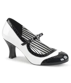 White & Black Spectator Mary Jane Kitten Heel Pumps