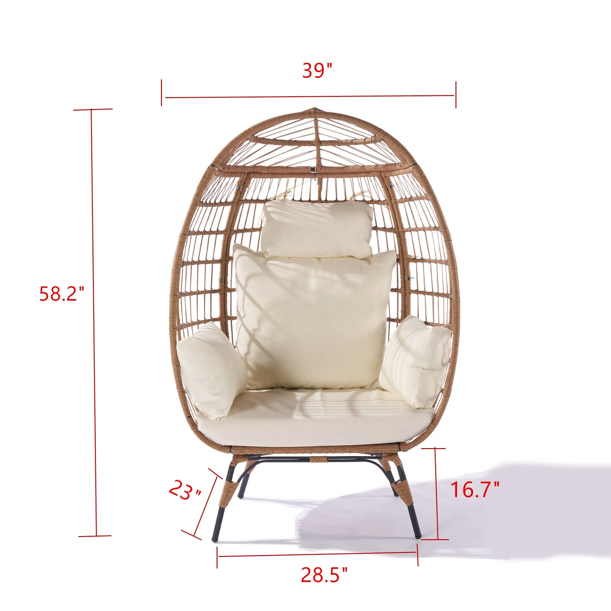 Wicker Egg Chair, Oversized Indoor Outdoor Lounger - Beige