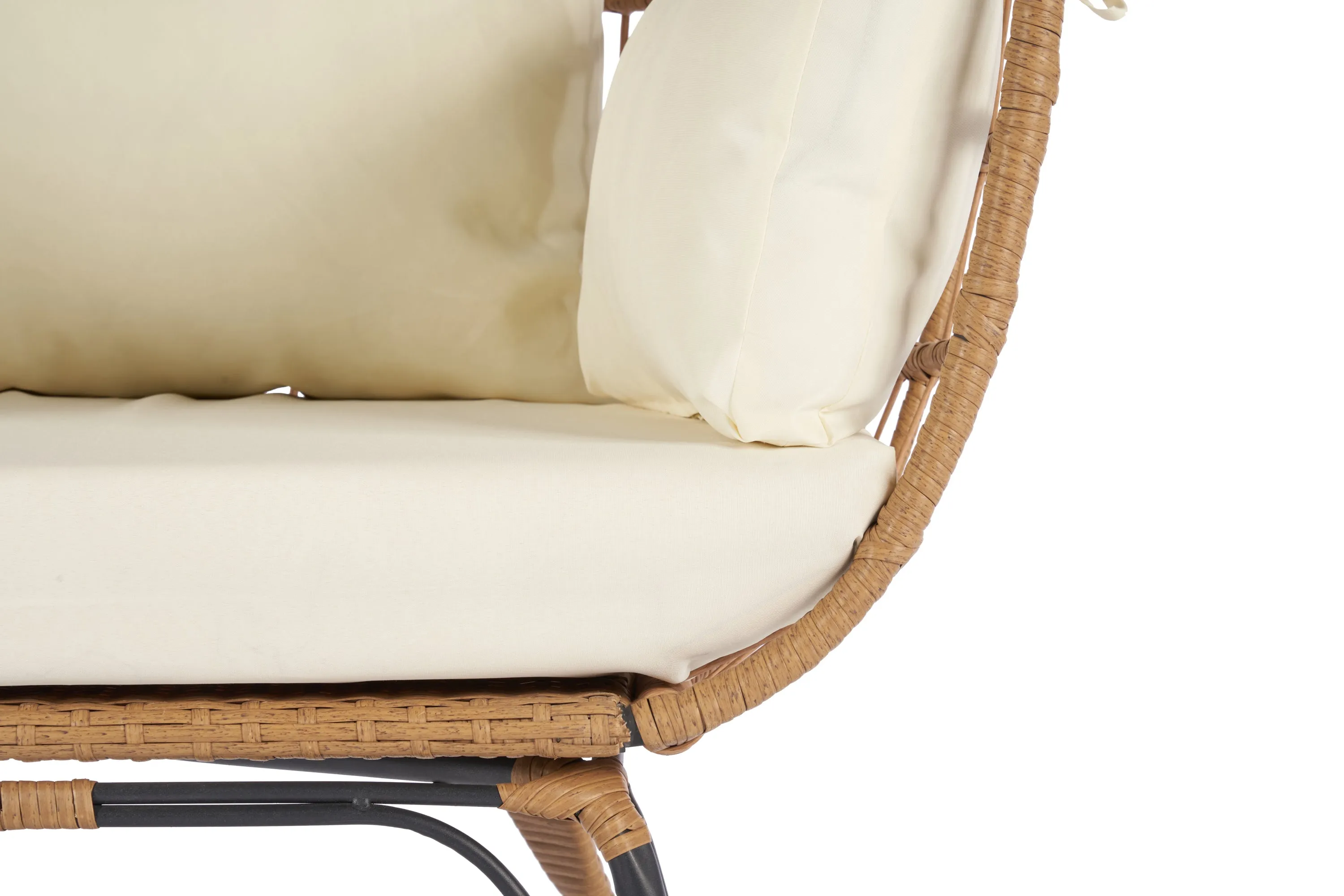 Wicker Egg Chair, Oversized Indoor Outdoor Lounger - Beige