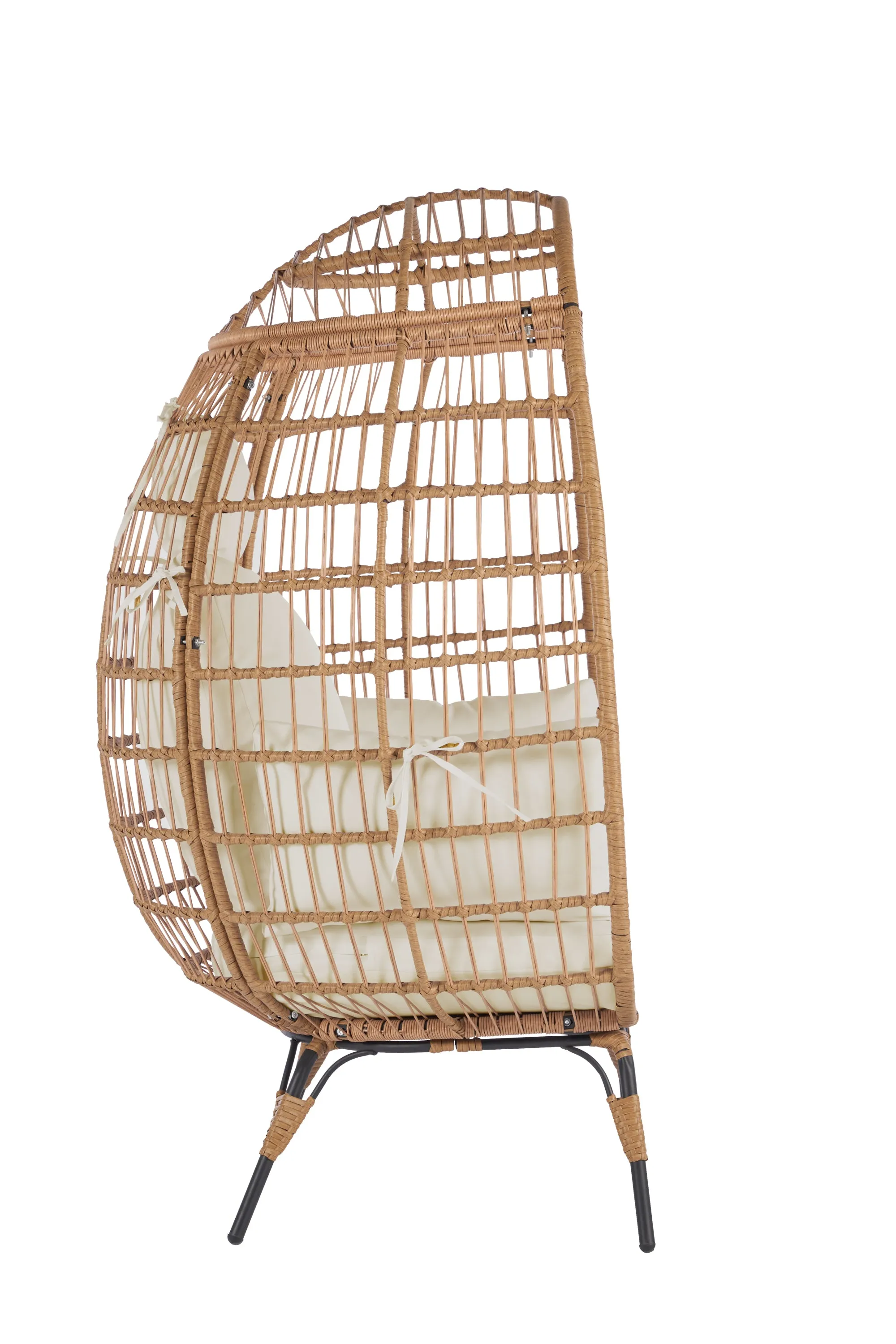 Wicker Egg Chair, Oversized Indoor Outdoor Lounger - Beige