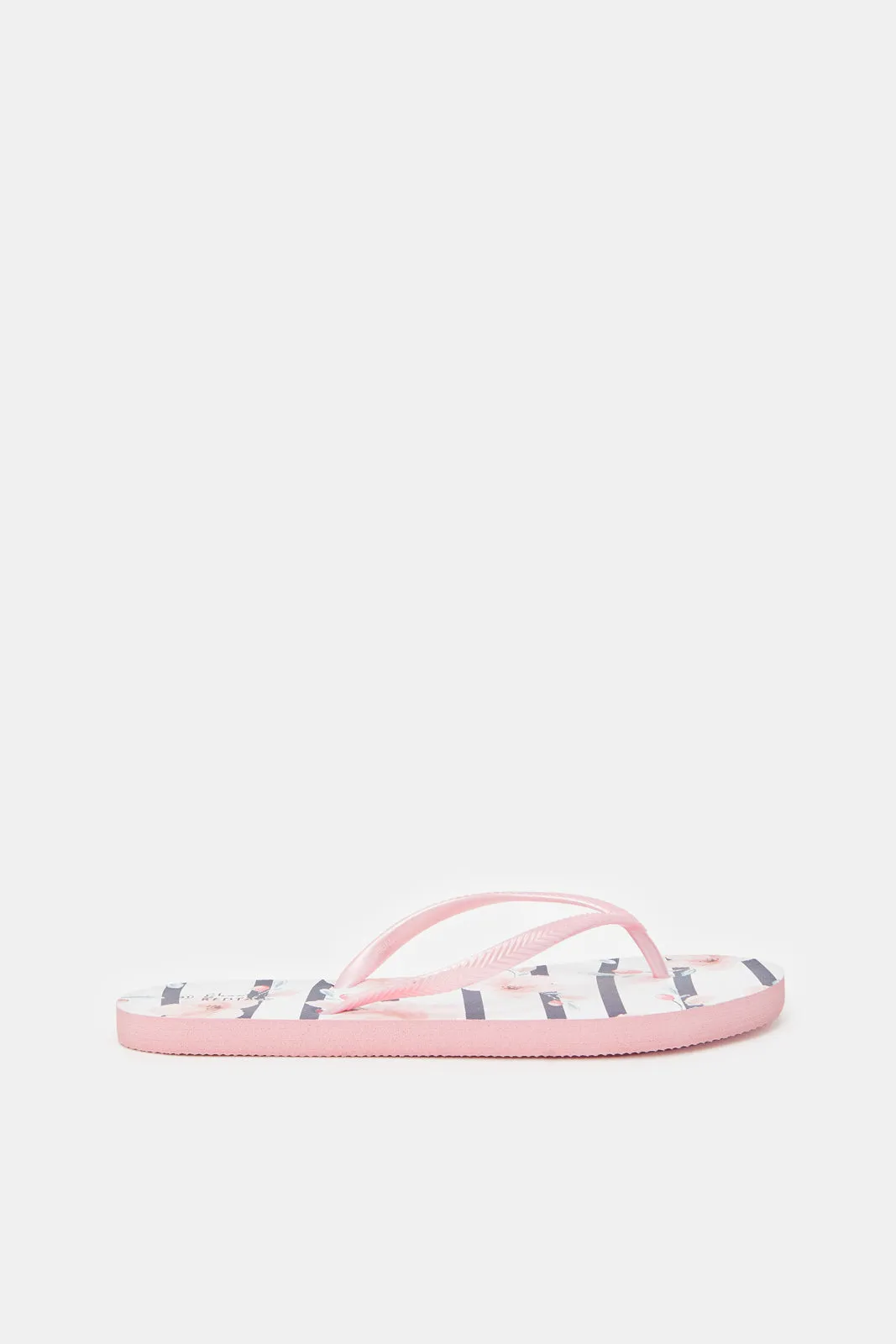 Women Pink Striped Flip Flop