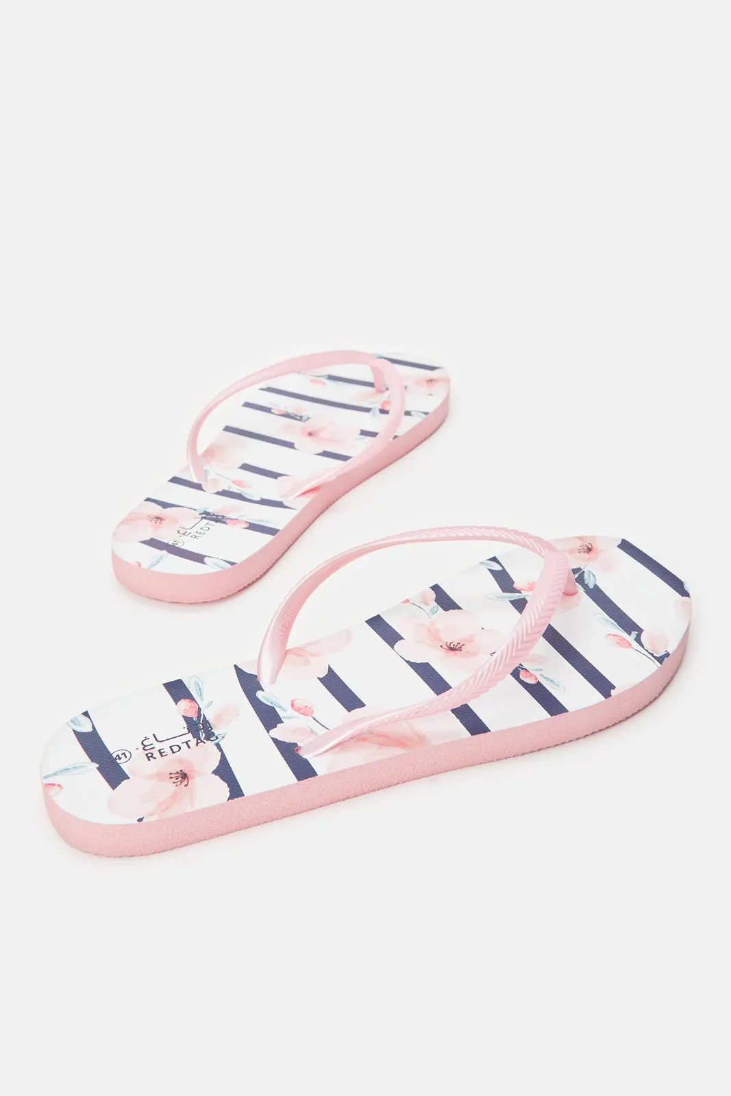 Women Pink Striped Flip Flop