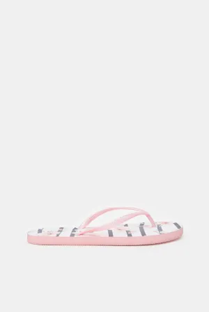 Women Pink Striped Flip Flop