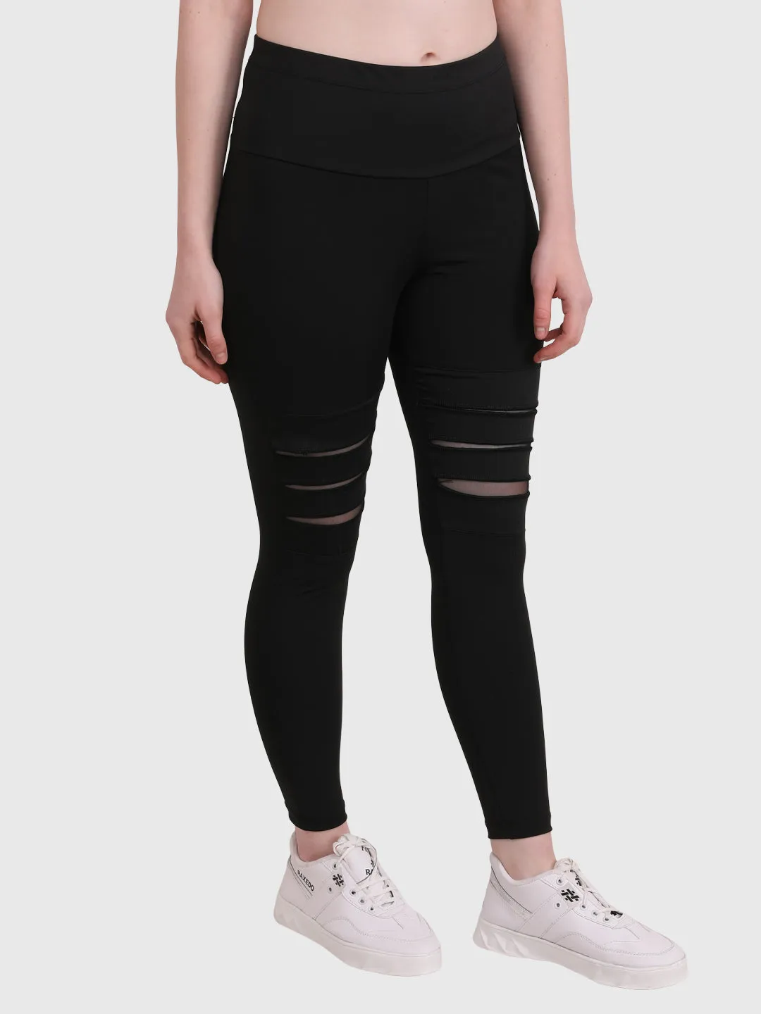 Women Ripped Jeggings or Leggings - Mid Waisted