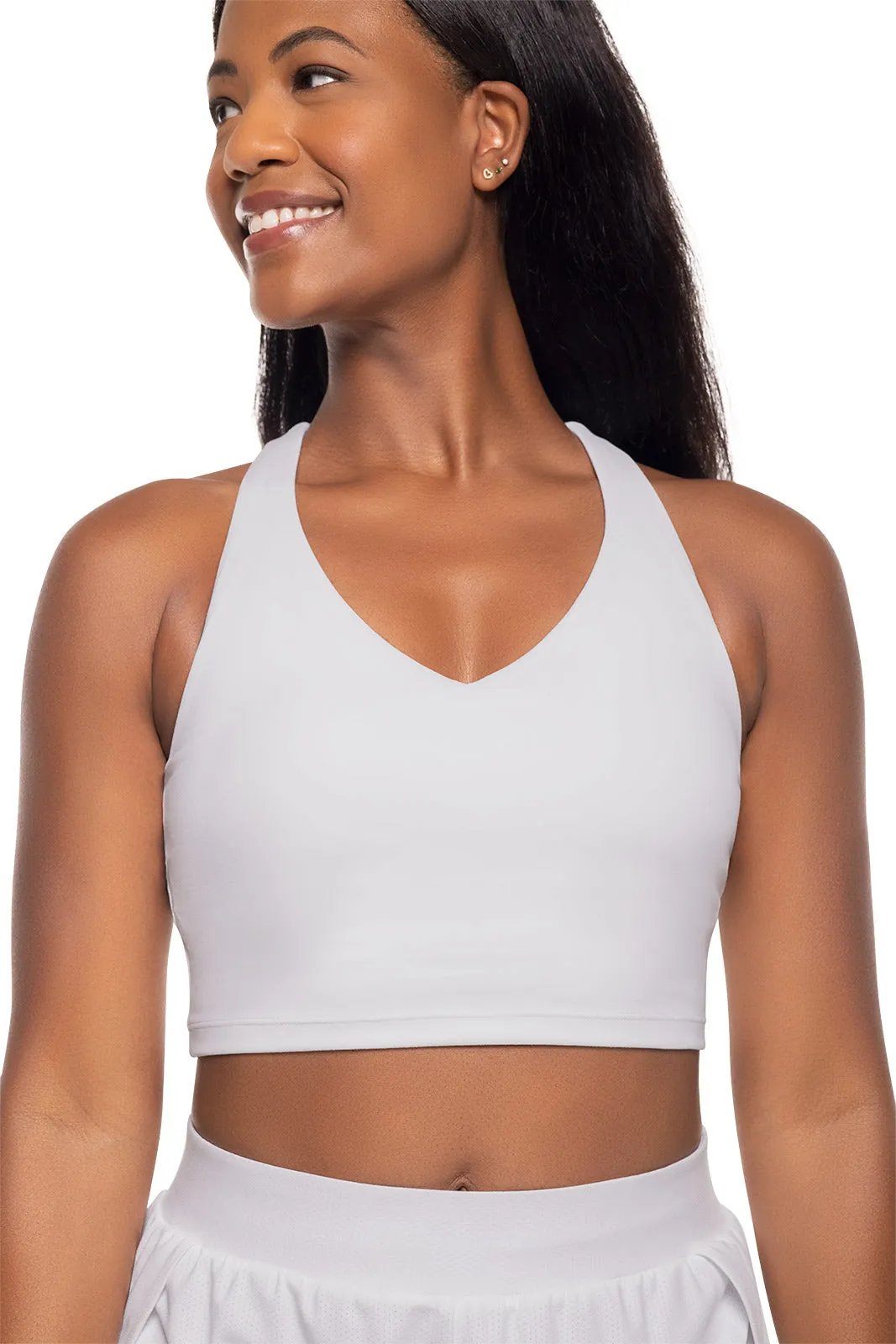 Women's Ananda Long Line Sports Bra  |  White