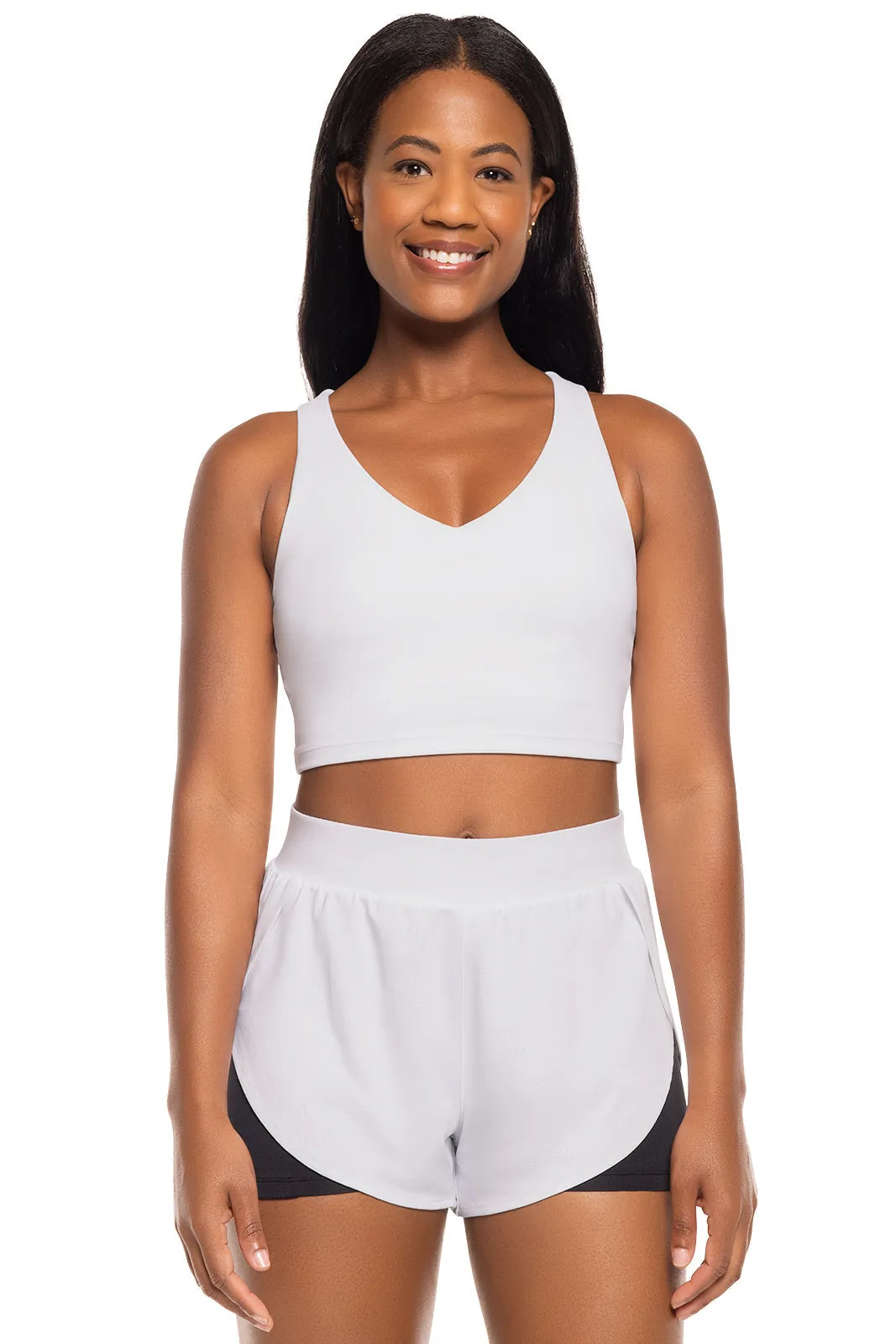 Women's Ananda Long Line Sports Bra  |  White