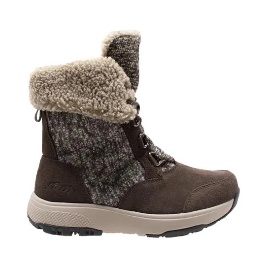 Women's Brown Microfleece Lace Winter Leather Boots