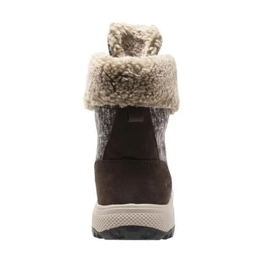 Women's Brown Microfleece Lace Winter Leather Boots