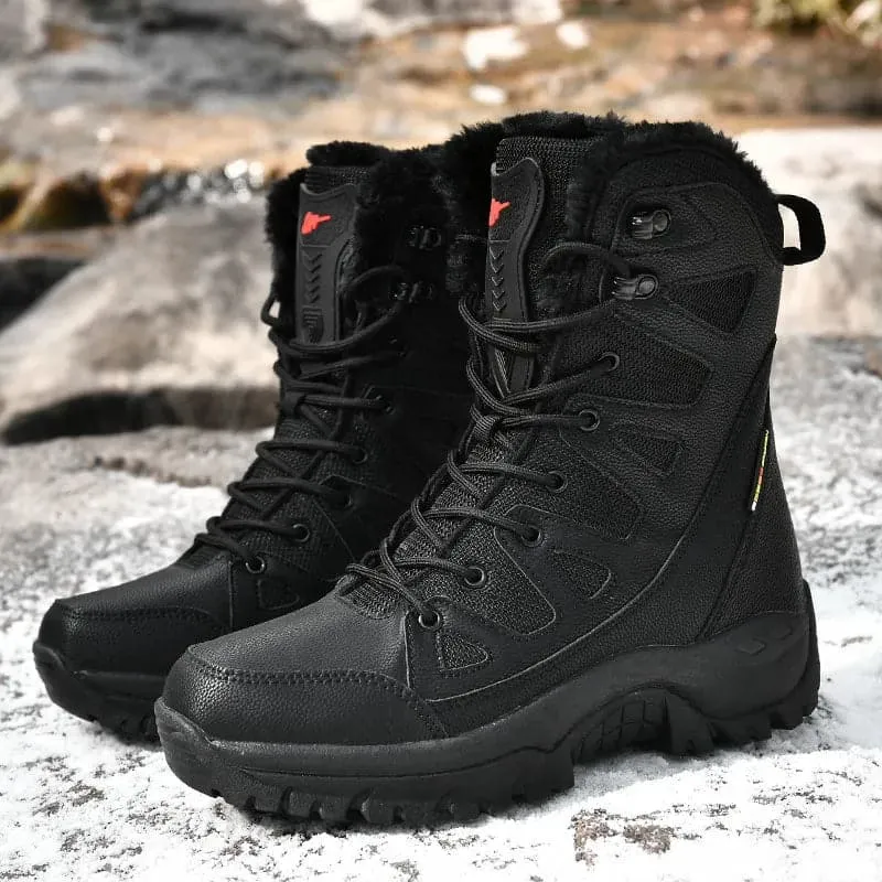 Women's Warm Winter Boots - Waterproof PU, Non-Slip Rubber Outsole, Mid-Calf Length