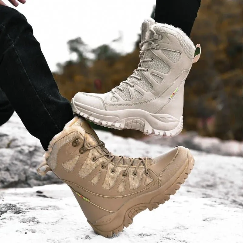 Women's Warm Winter Boots - Waterproof PU, Non-Slip Rubber Outsole, Mid-Calf Length