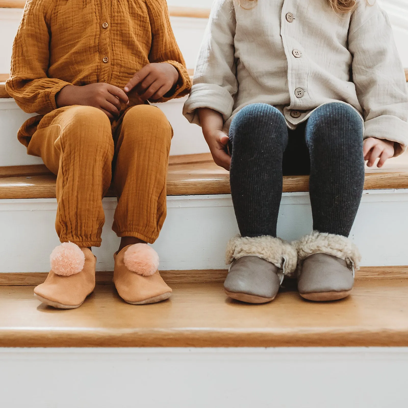 wool pompom shoes - peachy pink