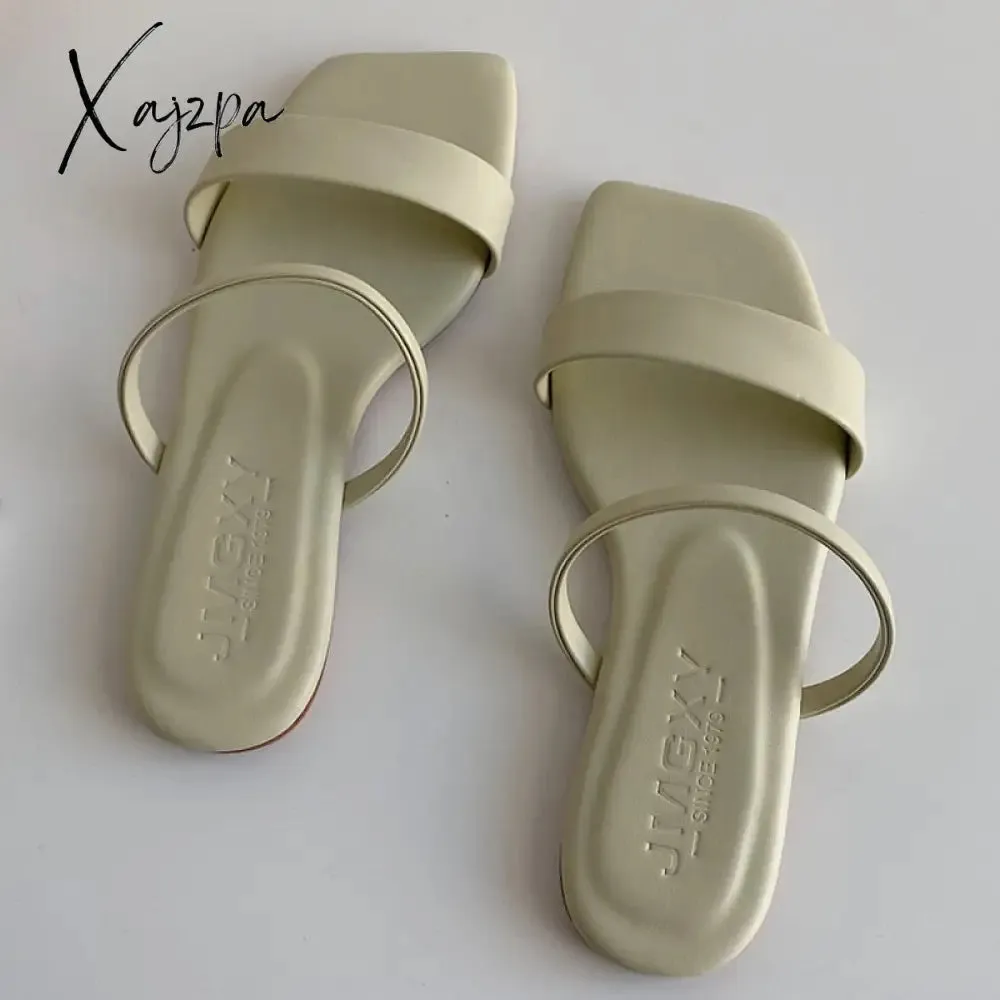 Xajzpa - Fashion Leisure Simple Women Slippers Summer New Outdoor Beach Solid Color Flat Sandals Non-slip Slides Woman Shoes