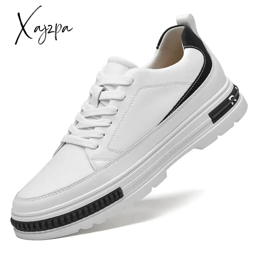 Xajzpa - Men Shoes Fashion Genuine Leather Loafers Breathable lace up comfortable Casual Shoes Outdoor Men Sneakers Increase shoes