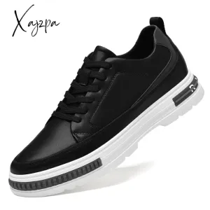 Xajzpa - Men Shoes Fashion Genuine Leather Loafers Breathable lace up comfortable Casual Shoes Outdoor Men Sneakers Increase shoes